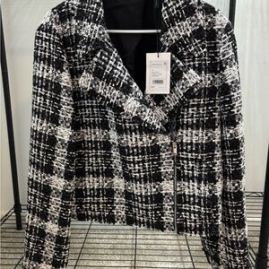 Theory Black and White Blazer Classic Bouclé Design